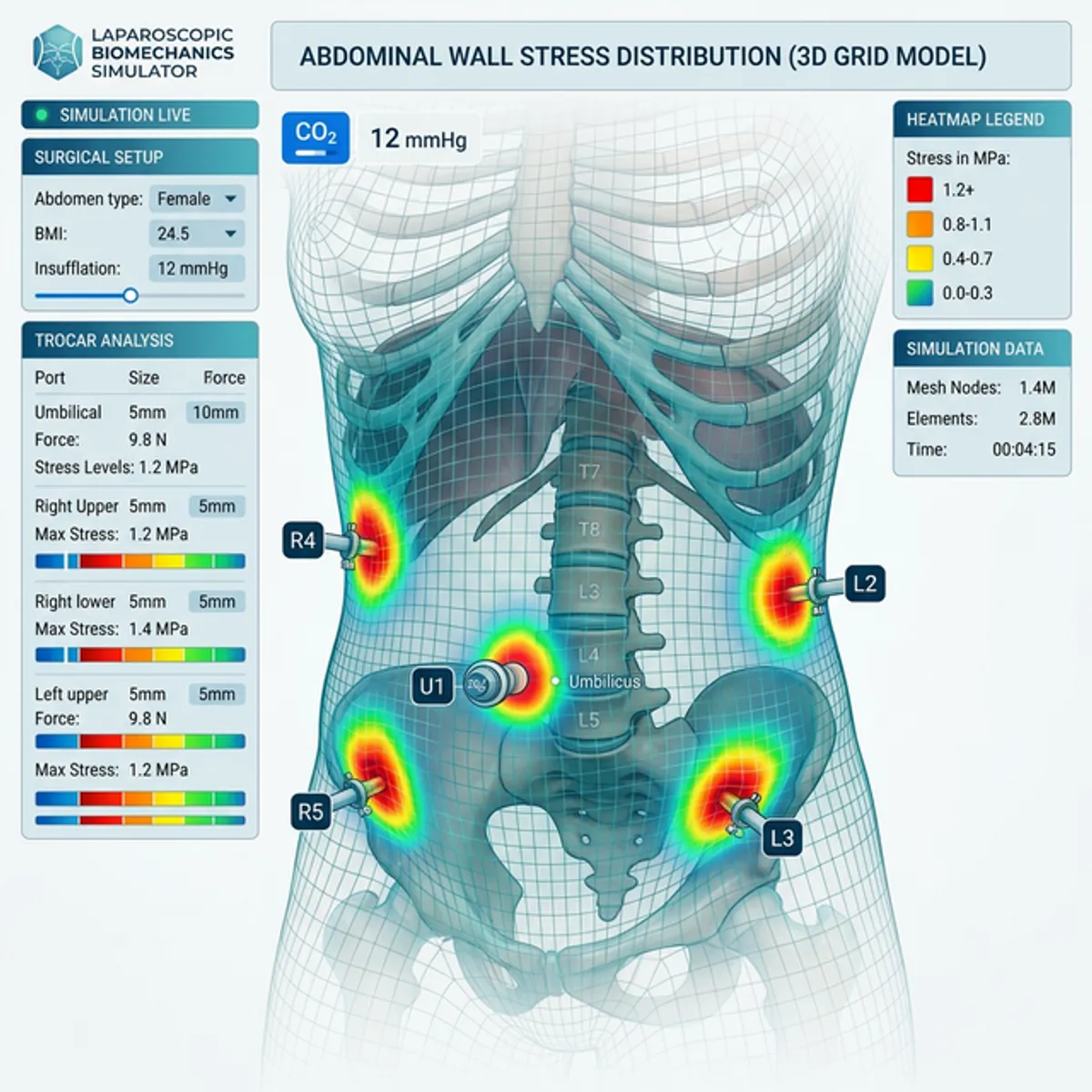 Biomecánica Quirúrgica: Simulación Virtual para la Prevención de Hernias en Cirugía Laparoscópica